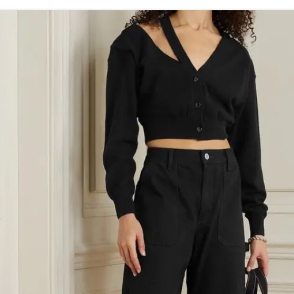 Alexander Wang Black Mesh Shoulder Cut-Out Cardigan